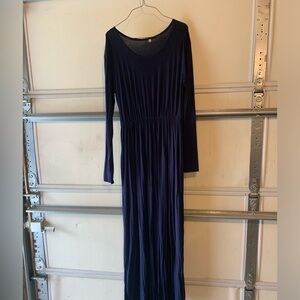 Long sleeve navy floor length dress
